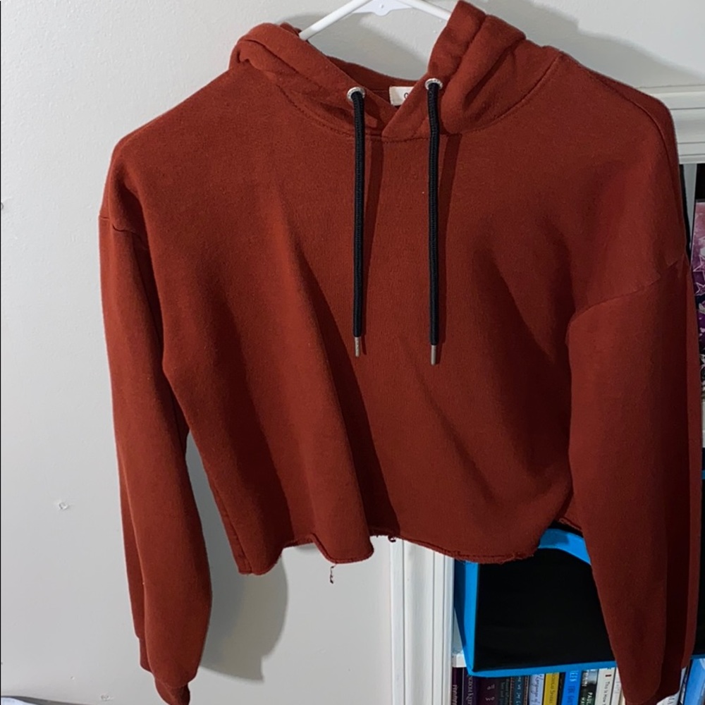 Cropped Maroon/Burnt Orange Hoodie Size S